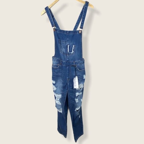 NWT Monkey Ride‎ Distressed Denim Overalls Plus Size XXL Dungarees New With Tags - Picture 3 of 14
